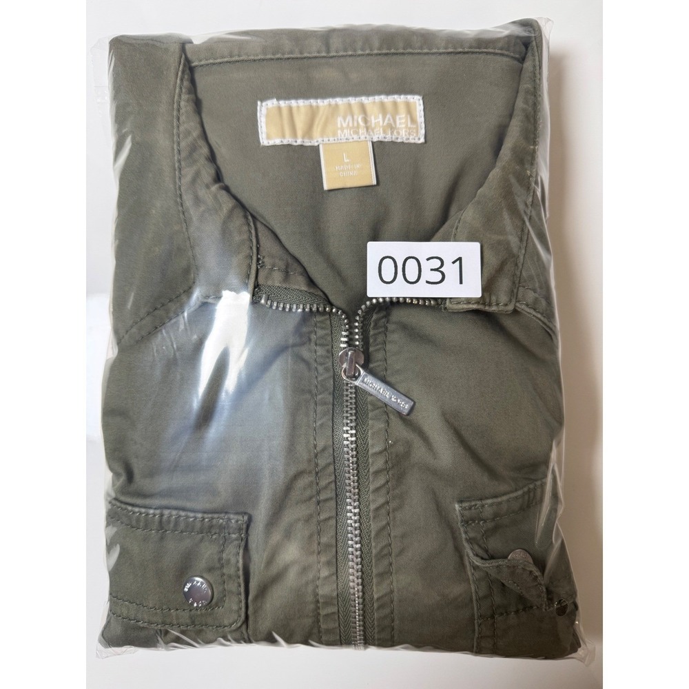 Michael Kors Olive Green Military Style Cardigan/Jacket / 3/4 Sleeves / Size L - Picture 8 of 8